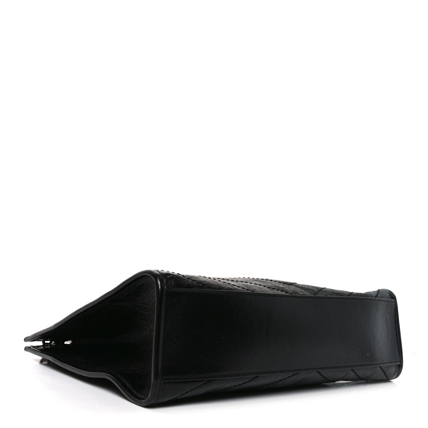 Saint Laurent Crinkled Calfskin Matelasse Monogram Medium Niki Shopper Tote Black 4 of 10