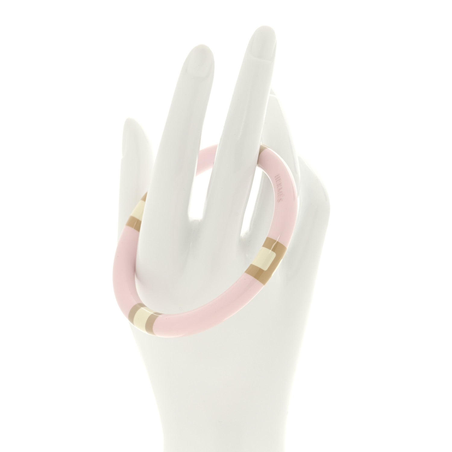 Hermes Lacquered Wood H Equipe PM Bangle Bracelet T1 Faubourg Pastel 2 of 4