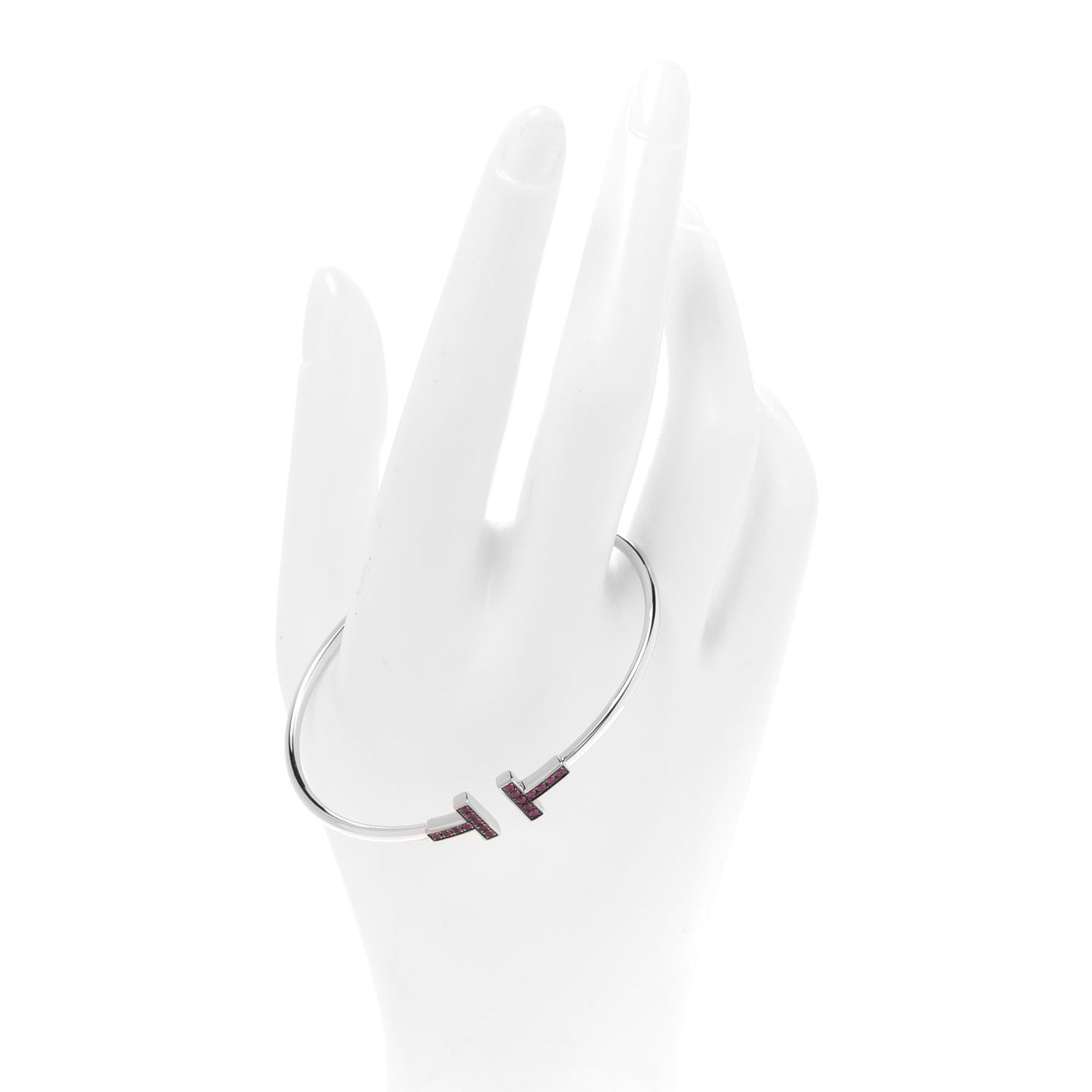18K White Gold Ruby T Wire Bracelet