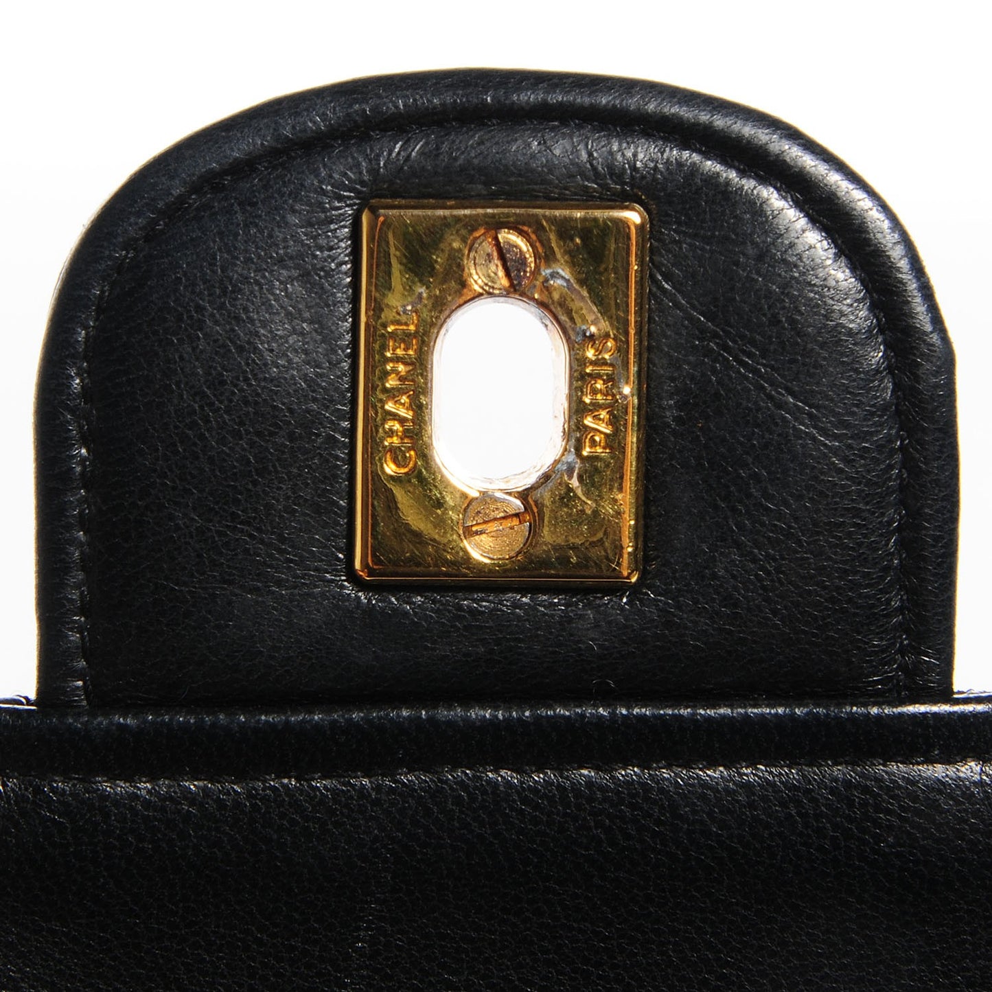 Lambskin Medium Mademoiselle Chain Double Flap Black