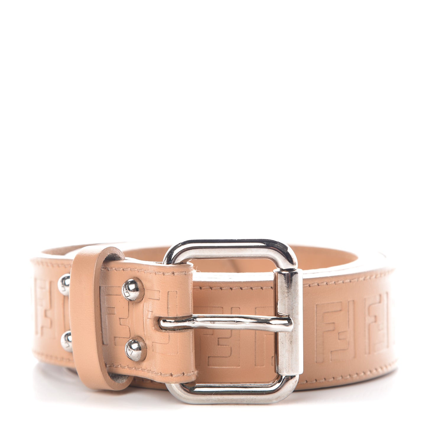 Calfskin FF Embossed Belt 90 36 Beige