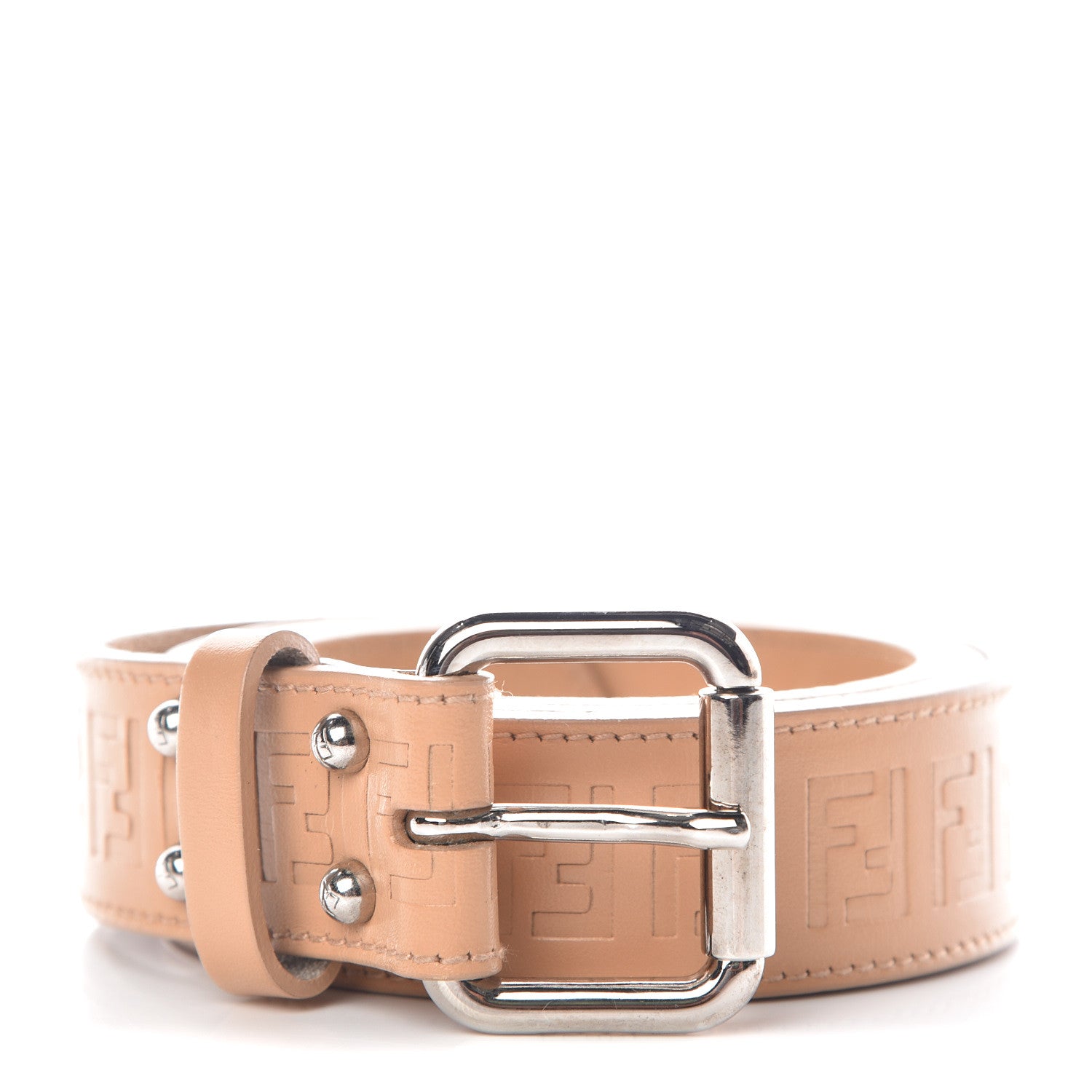 Fendi Calfskin FF Embossed Belt 90 36 Beige 1 of 8