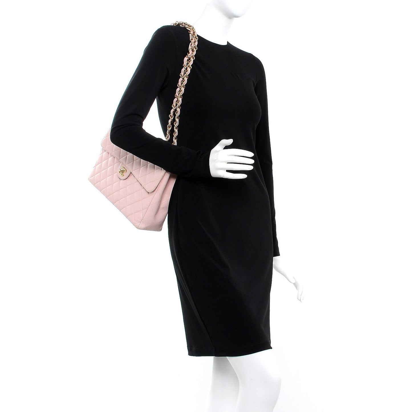 Caviar Jumbo Single Flap Pink