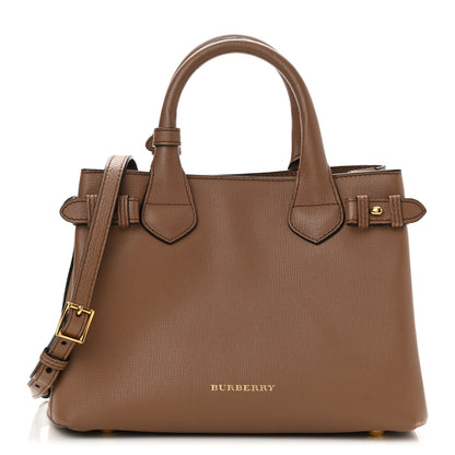 Burberry Grainy Calfskin House Check Small Banner Tote Tan 1 of 7