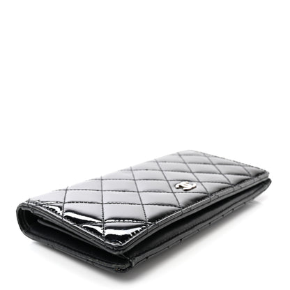 Chanel Patent Calfskin Quilted Yen Wallet Black 4 of 12