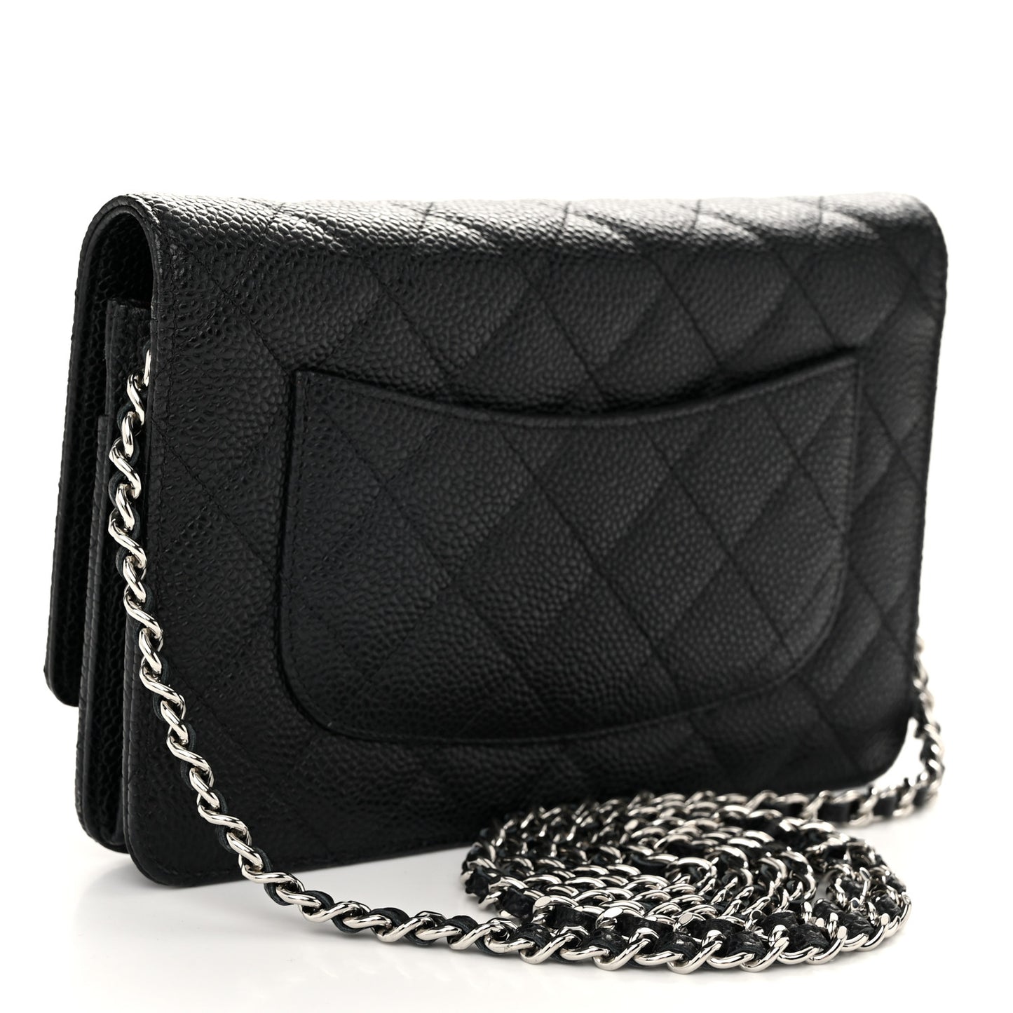 Caviar Quilted Wallet on Chain WOC Black