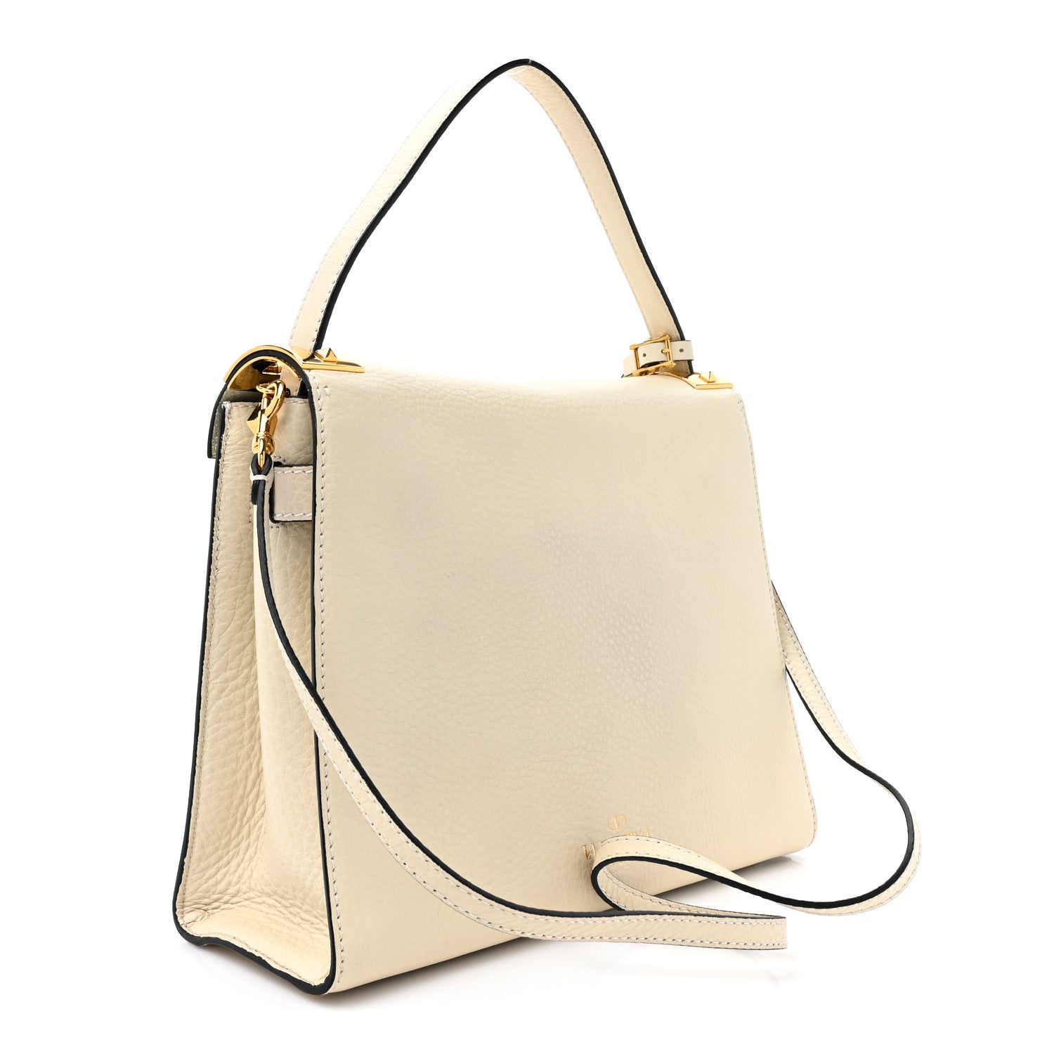 Valentino Garavani VALENTINO GARAVANI Grained Calfskin Medium My Rockstud Frame Bag Light Ivory 3 of 14