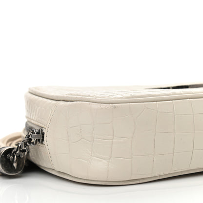 Saint Laurent Calfskin Crocodile Embossed Monogram Mini Lou Camera Bag Crema Soft 9 of 11