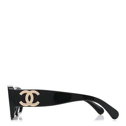 Chanel Acetate Rectangle Sunglasses 5493-A Black 3 of 7