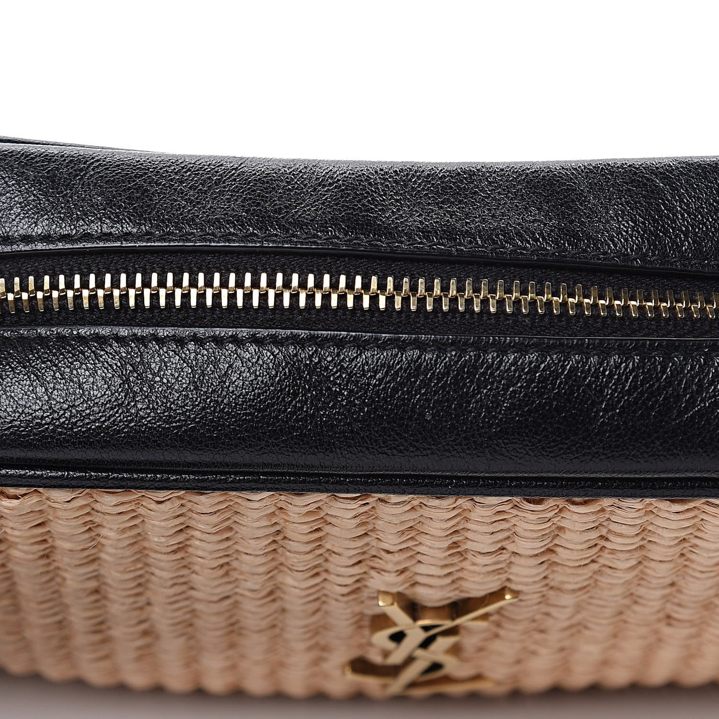 Raffia Canvas Monogram Mini Lou Camera Bag Beige Black