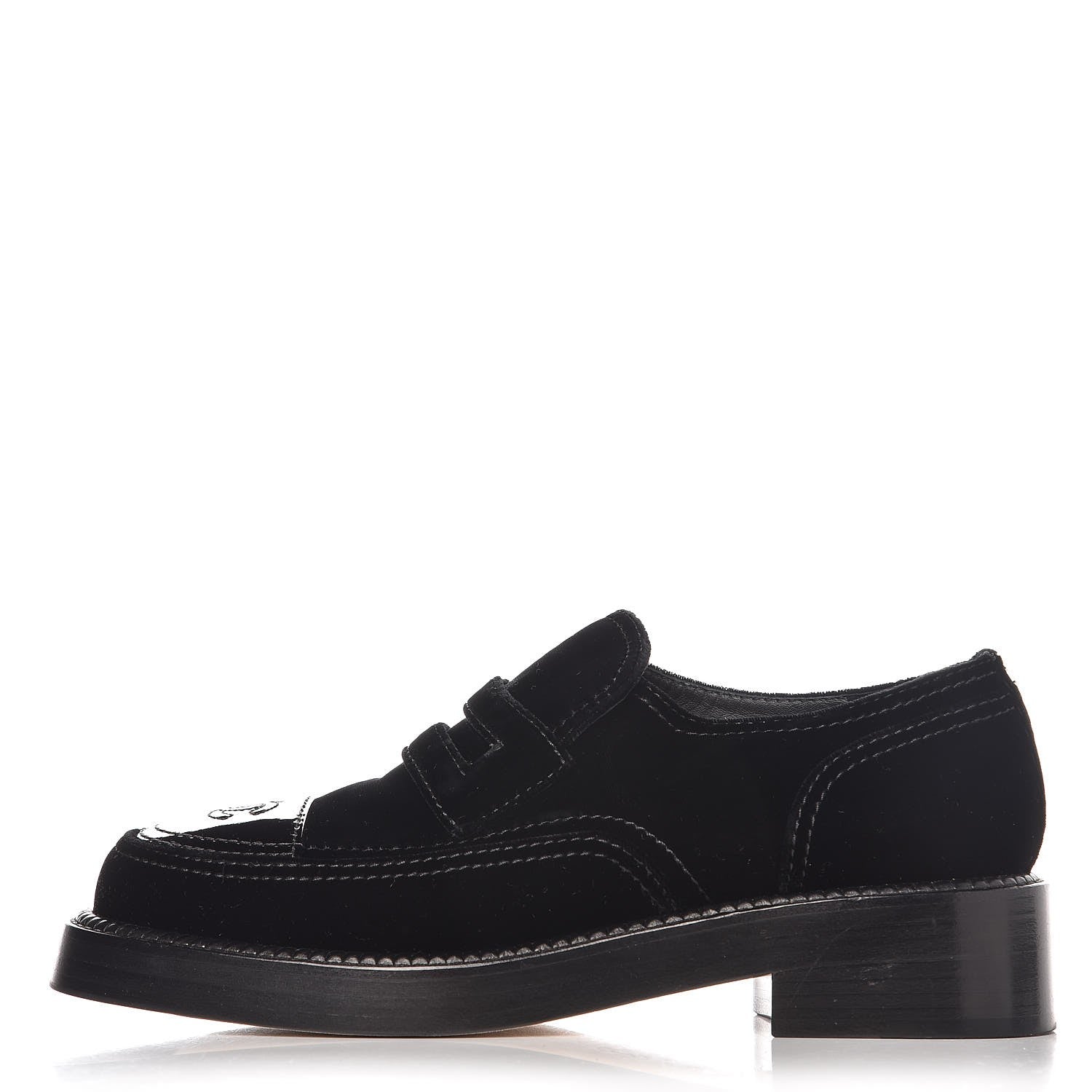 Chanel Velvet Patent Mocassin Loafers 40 Black 1 of 9