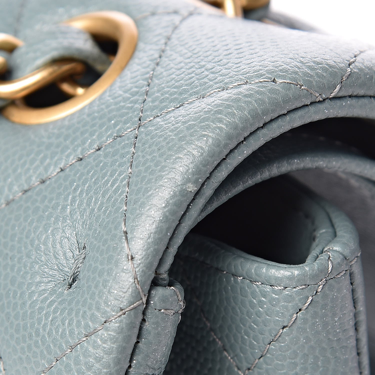 Chanel Iridescent Caviar Quilted Medium Double Flap Light Blue 10 of 13