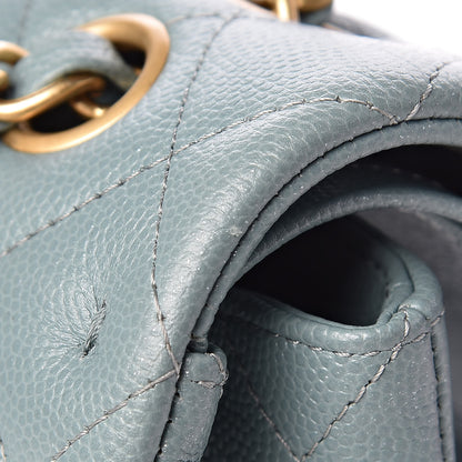 Chanel Iridescent Caviar Quilted Medium Double Flap Light Blue 10 of 13