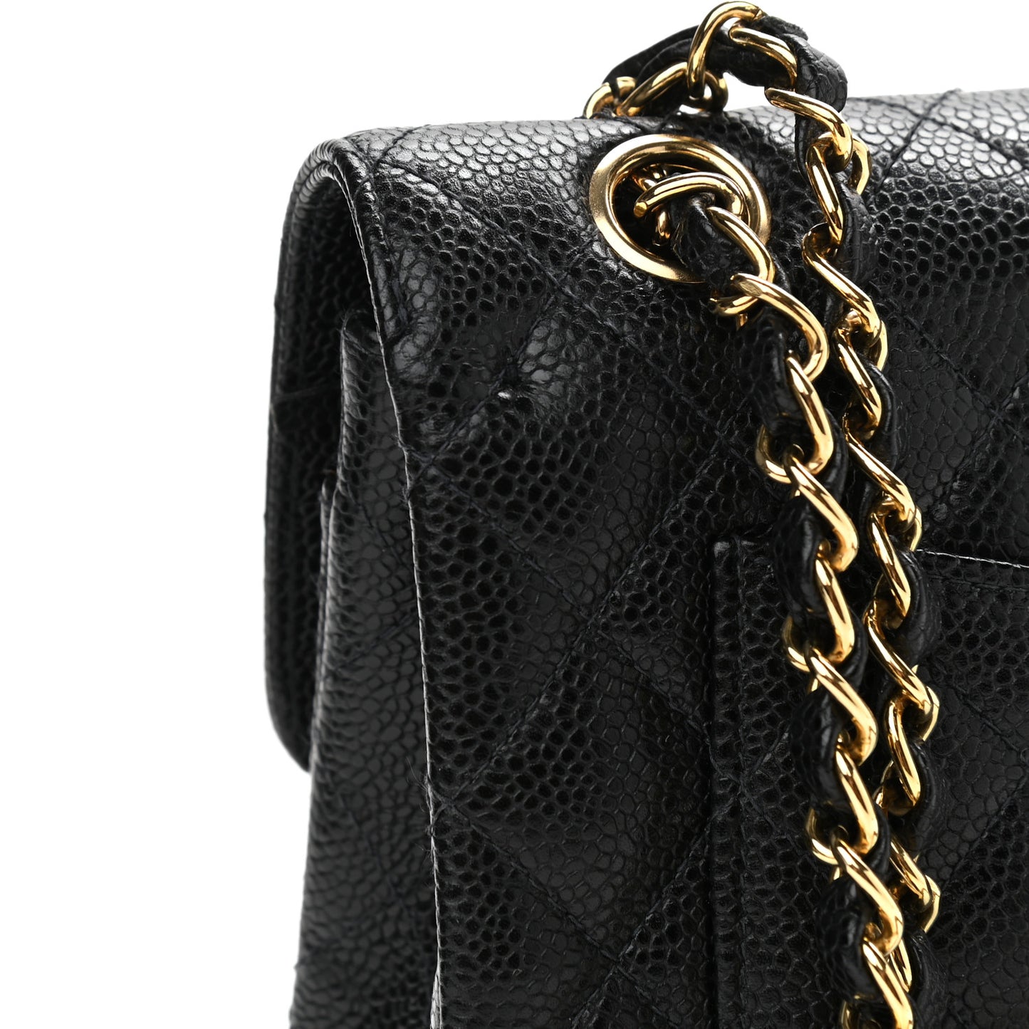 Caviar Quilted Small Double Flap Black