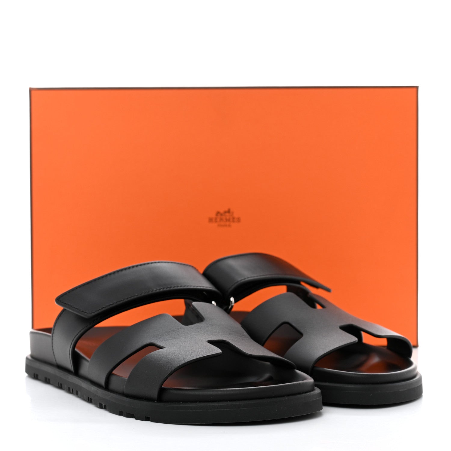 Hermes Calfskin Womens Chypre Sandals 37 Black 10 of 10