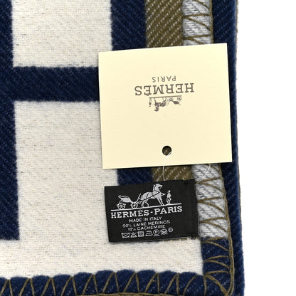 Hermes Wool Cashmere Ithaque Blanket Marine Kaki 3 of 3