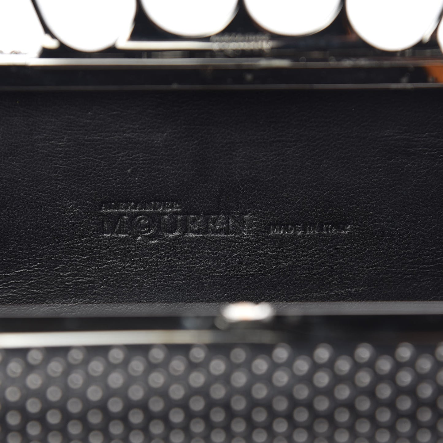 Nappa Studded Skull Knuckle Box Clutch Black