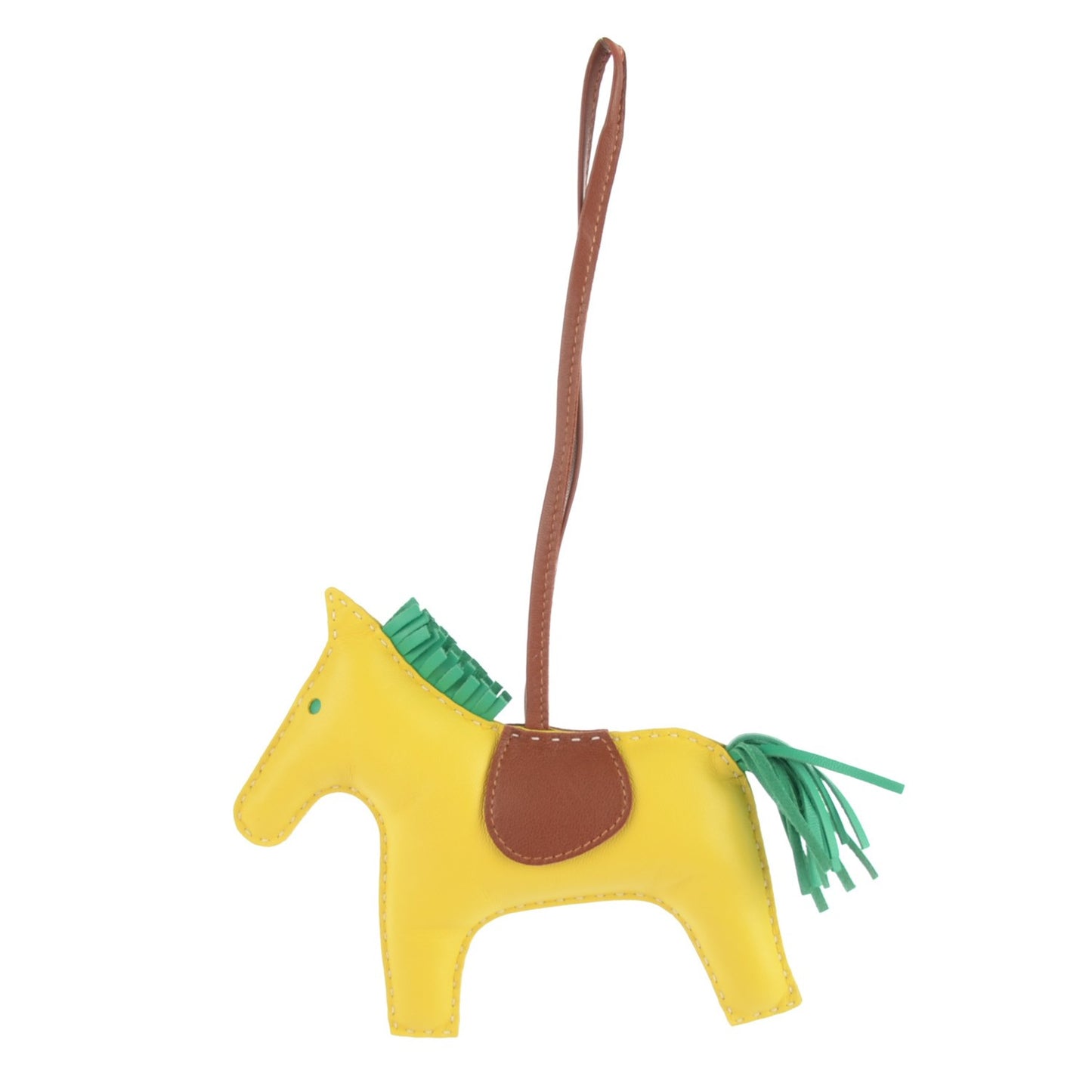 Milo Lambskin Grigri Rodeo Horse Bag Charm GM Lime Menthe Fauve