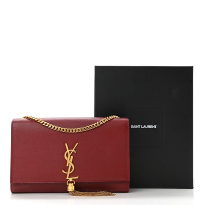 Saint Laurent Grain De Poudre Medium Classic Monogram Kate Tassel Satchel Red 10 of 10