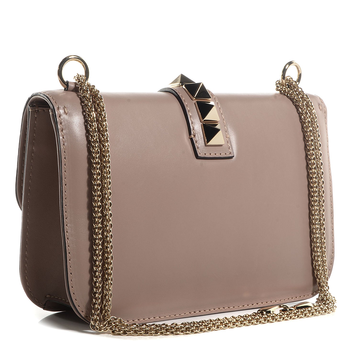 Valentino Garavani Vitello Medium Glam Lock Rockstud Flap Poudre 3 of 7