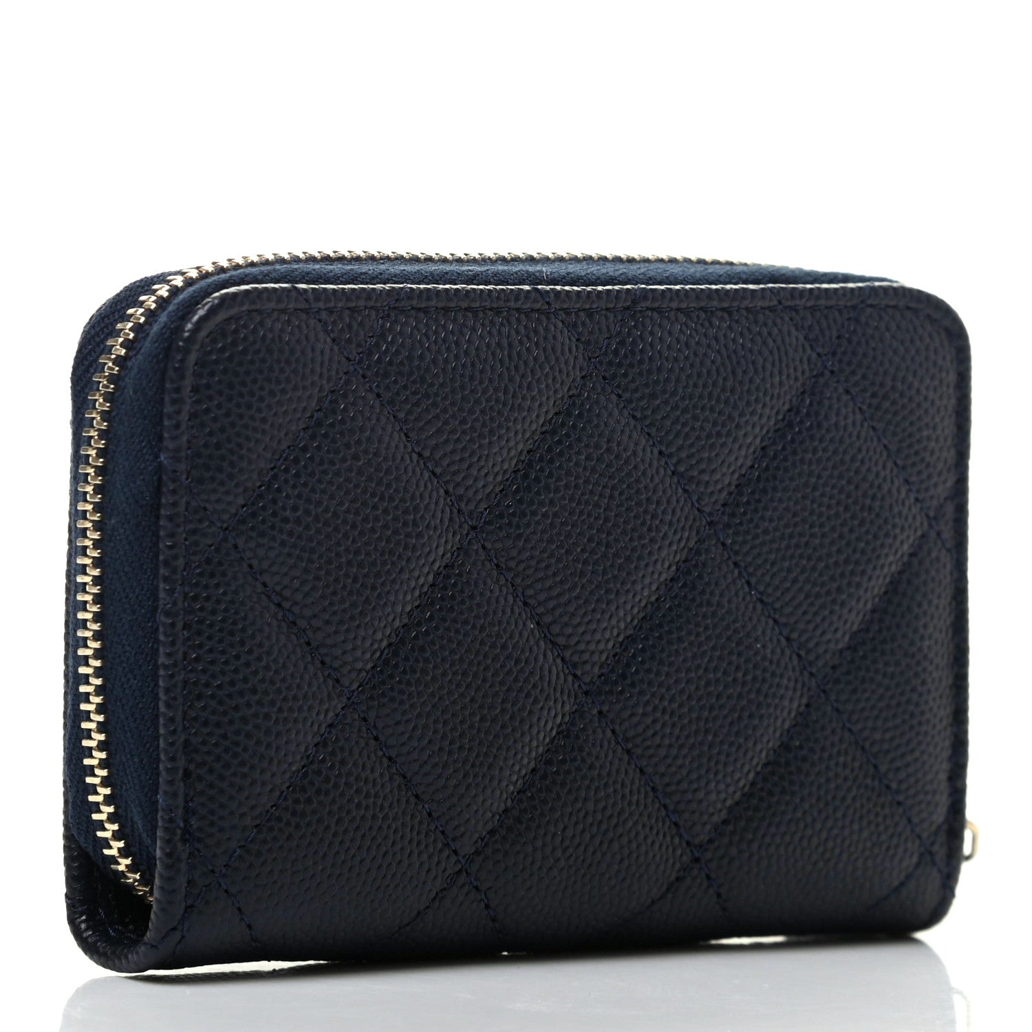 Chanel Caviar Quilted Zip Coin Purse Dark Blue 3 of 8