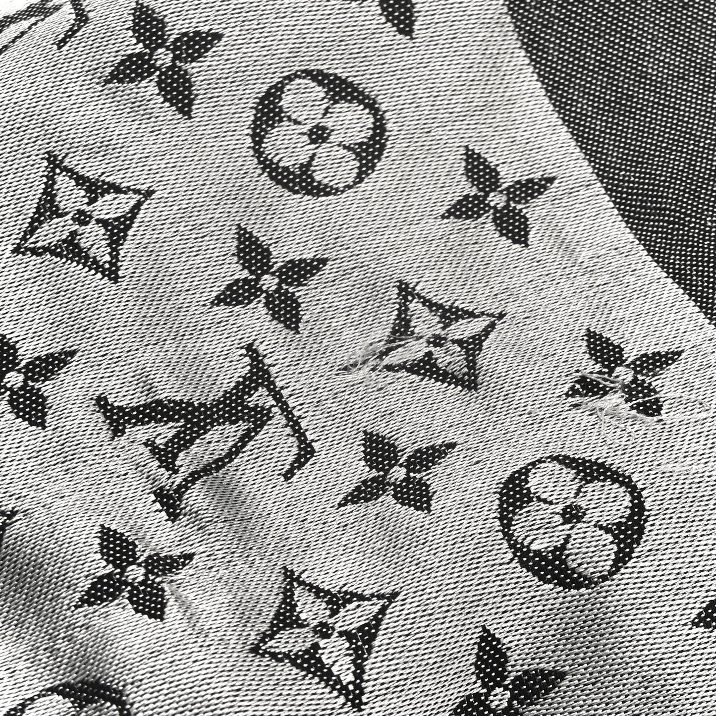 Silk Wool Monogram Denim Shawl Black