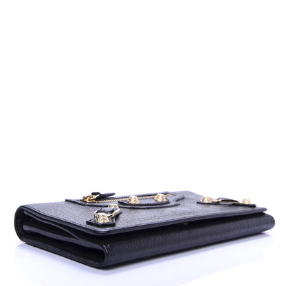 Balenciaga Agneau Giant 12 Gold Hardware Money Wallet Black 4 of 7
