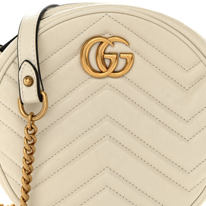 Gucci Calfskin Matelasse Mini GG Marmont Round Shoulder Bag White 8 of 11