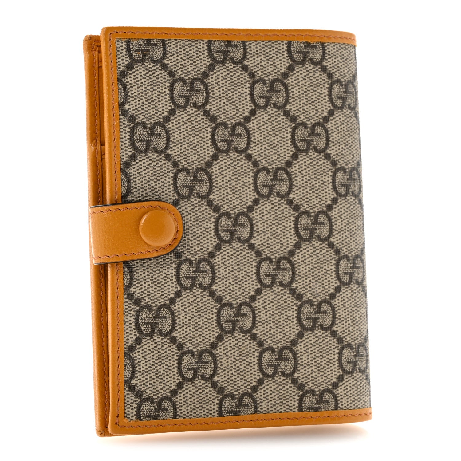 Gucci GG Supreme Monogram Textured Calfskin Retro Interlocking G Passport Case Beige Yellow 3 of 8