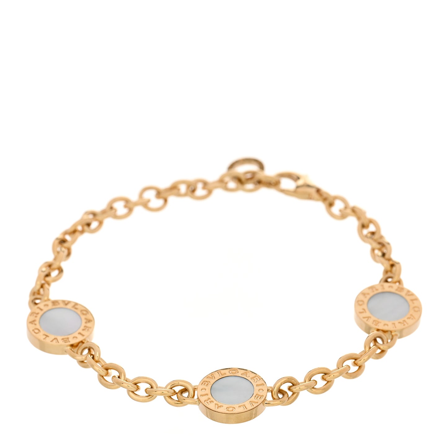 18K Yellow Gold Mother of Pearl Black Onyx BVLGARI BVLGARI Three Station Bracelet