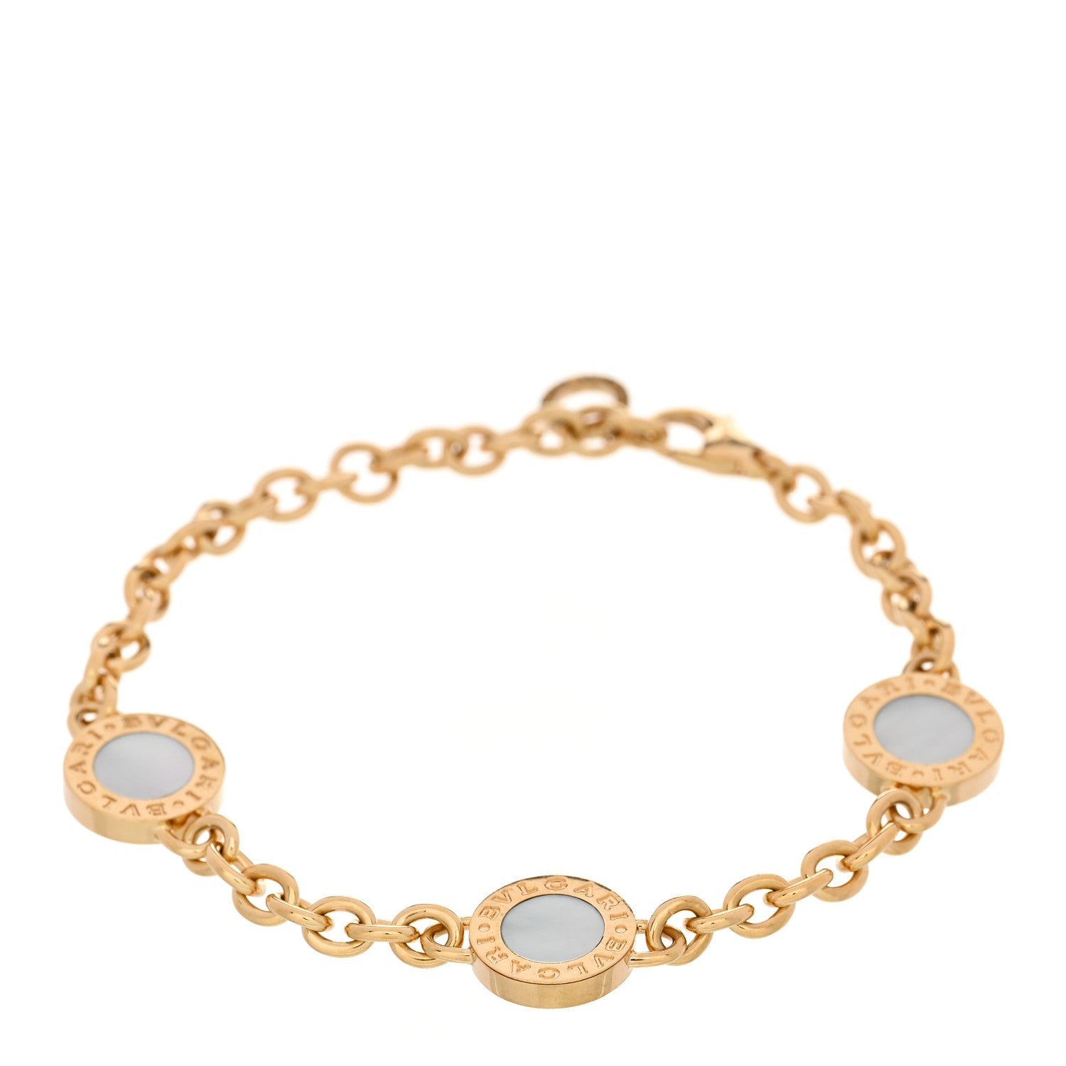 Bulgari 18K Yellow Gold Mother of Pearl Black Onyx BVLGARI BVLGARI Three Station Bracelet 2 of 5