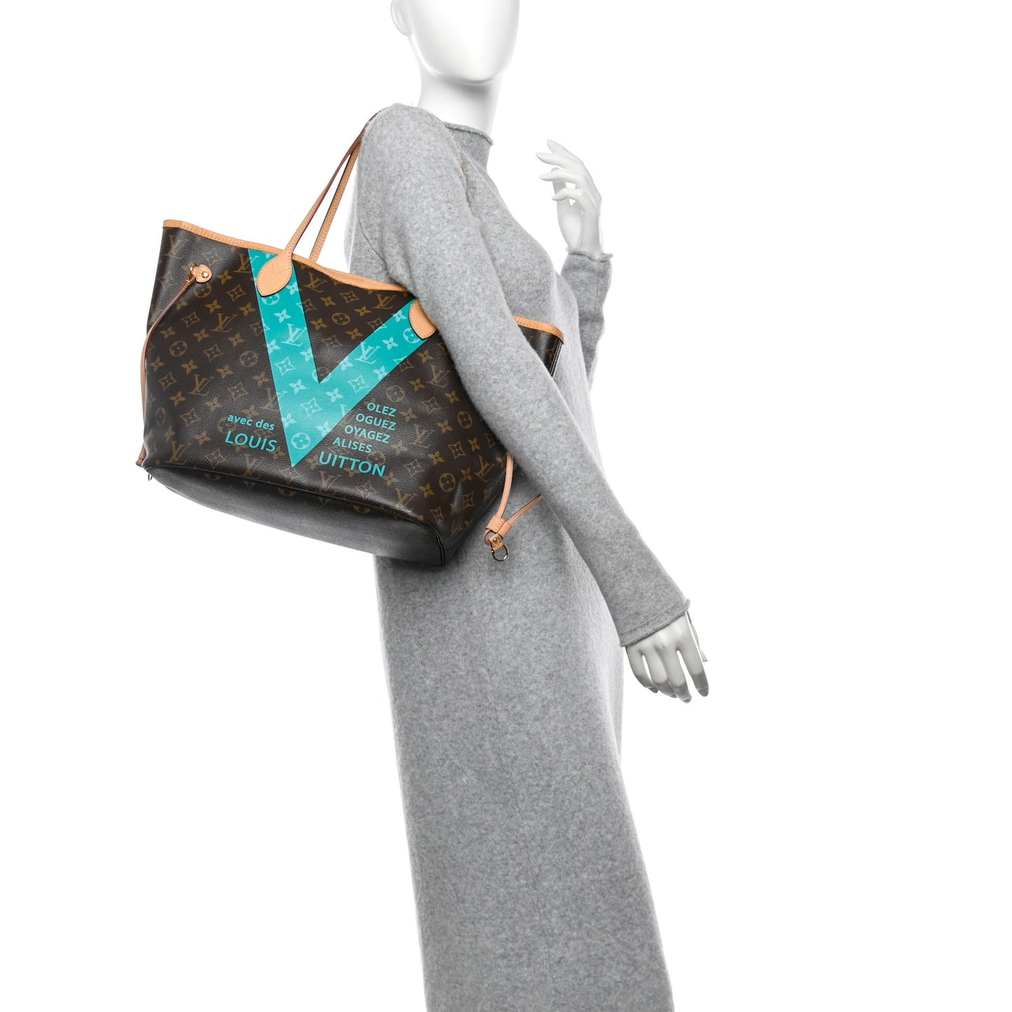 Monogram V Neverfull MM Turquoise