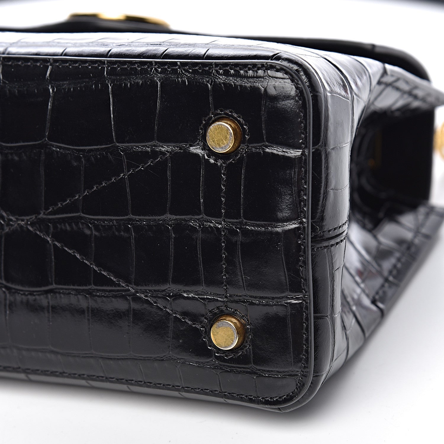 Mulberry Calfskin Crocodile Embossed Mini Seaton Black 8 of 20