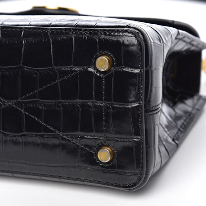 Mulberry Calfskin Crocodile Embossed Mini Seaton Black 8 of 20