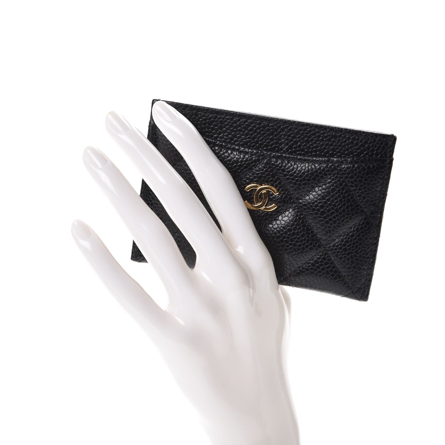 Caviar Quilted Card Holder Black