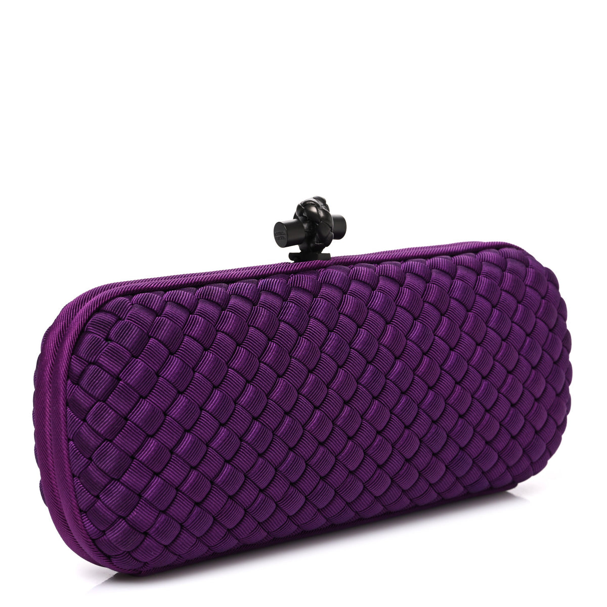 Bottega Veneta Silk Faille Intrecciato Knot Clutch Purple 3 of 6
