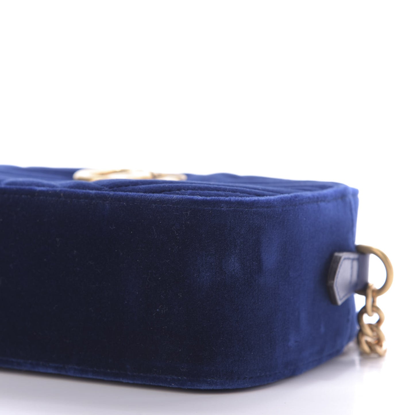 Velvet Matelasse Small GG Marmont Chain Shoulder Bag Cobalt