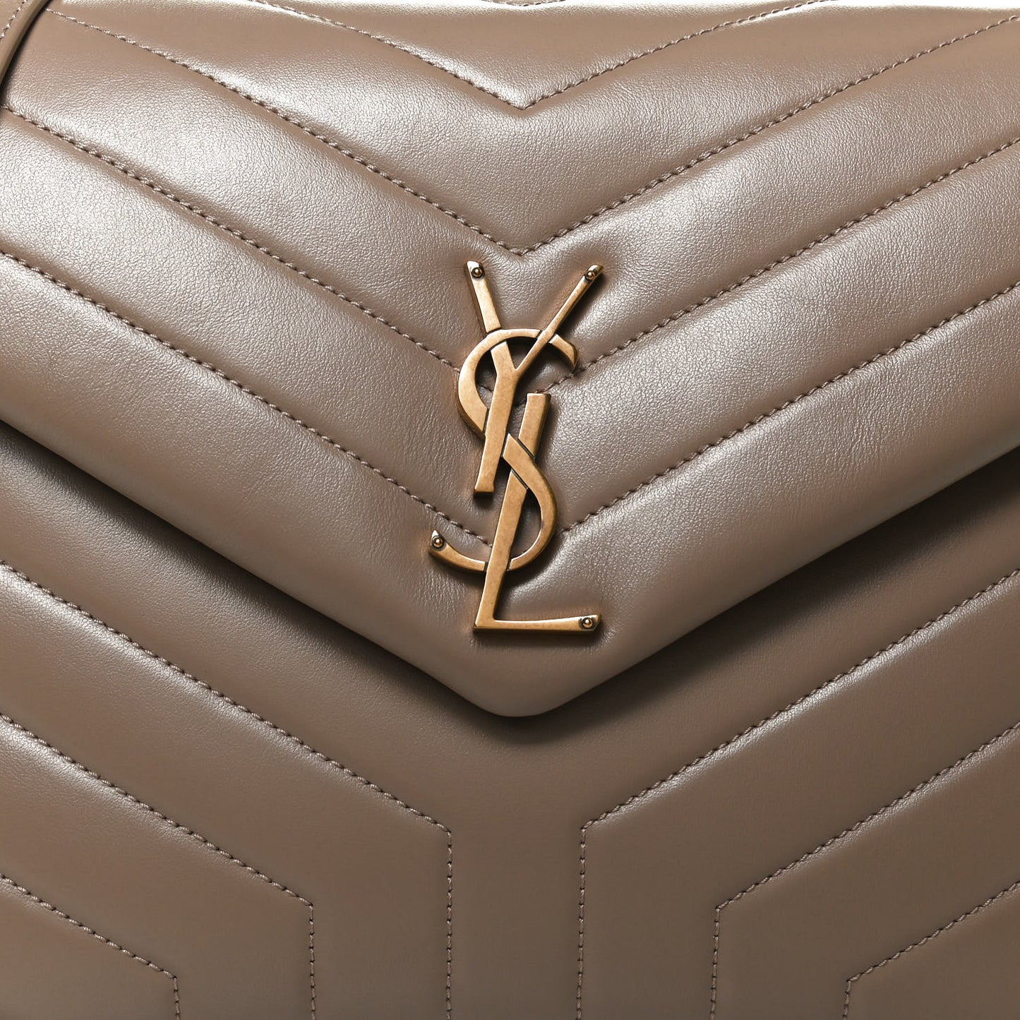 Calfskin Y Quilted Monogram Medium Loulou Chain Satchel Taupe
