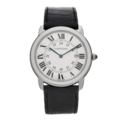 Cartier Stainless Steel Alligator 36mm Ronde Solo Quartz Watch 1 of 5