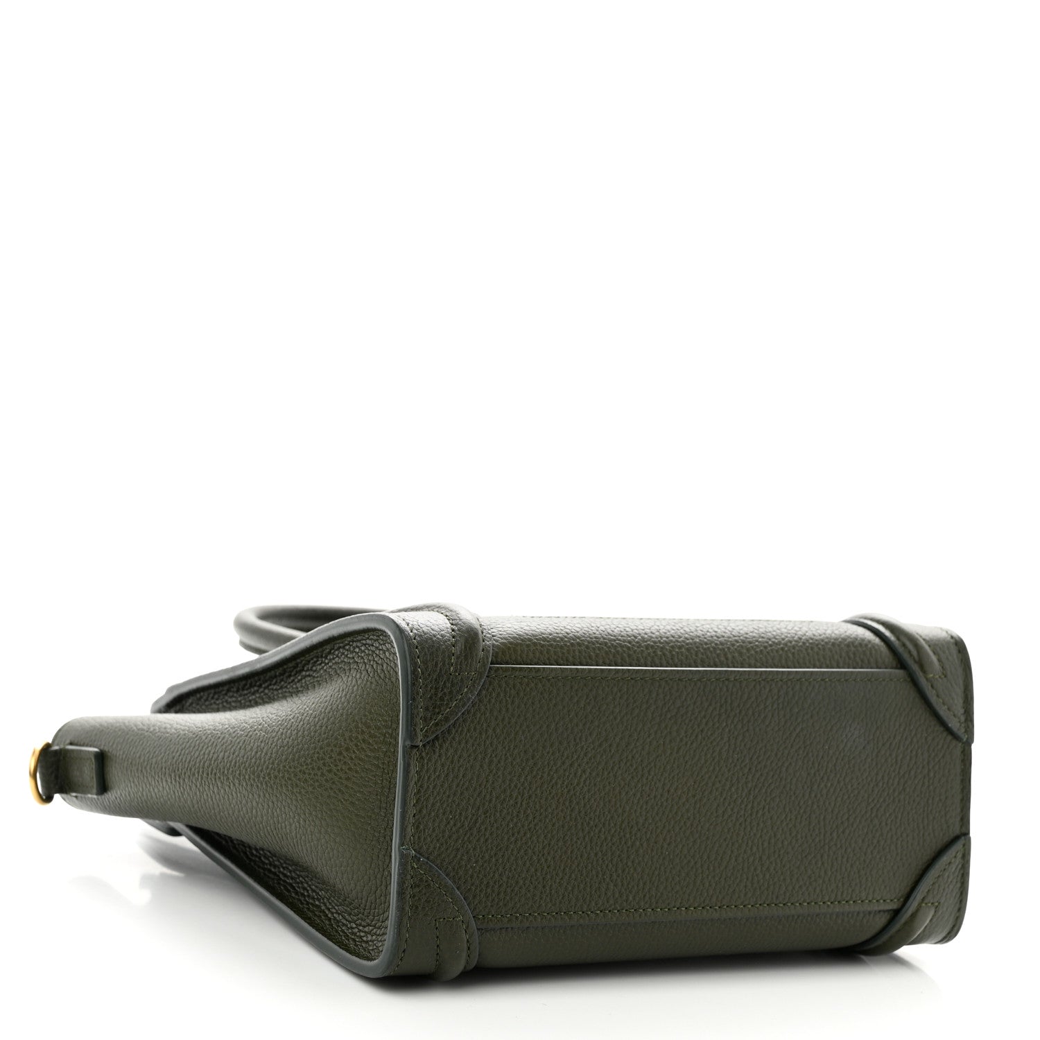 Celine Drummed Calfskin Nano Luggage Dark Olive 4 of 10
