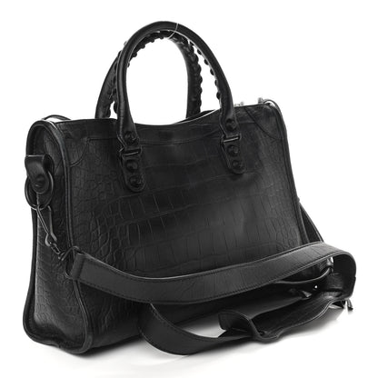 Balenciaga Matte Supple Lambskin Crocodile Embossed Classic Black Hardware S City Black 2 of 9
