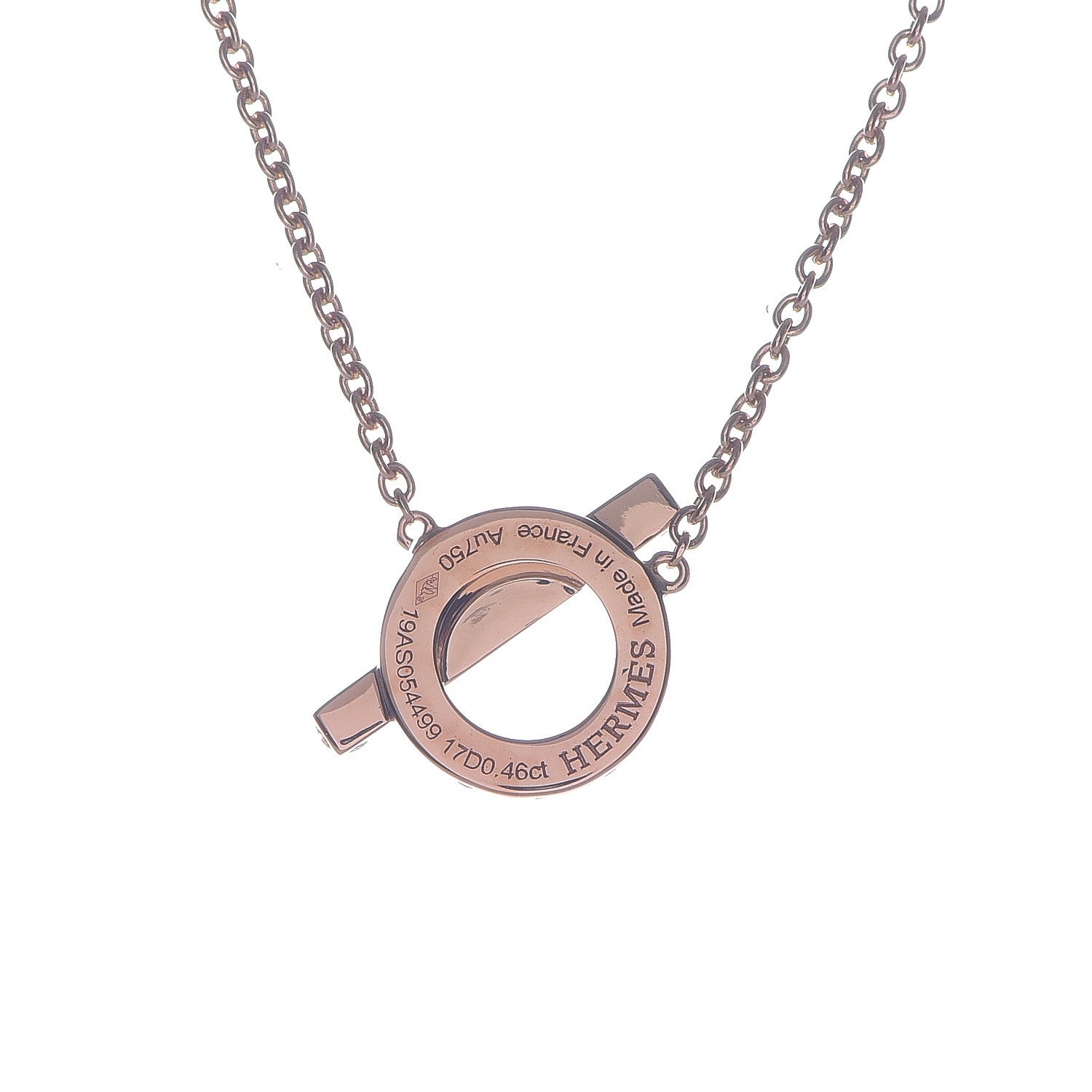 Hermes 18K Rose Gold Diamond Finesse Pendant Necklace 4 of 7