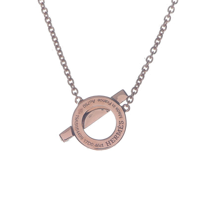 Hermes 18K Rose Gold Diamond Finesse Pendant Necklace 4 of 7