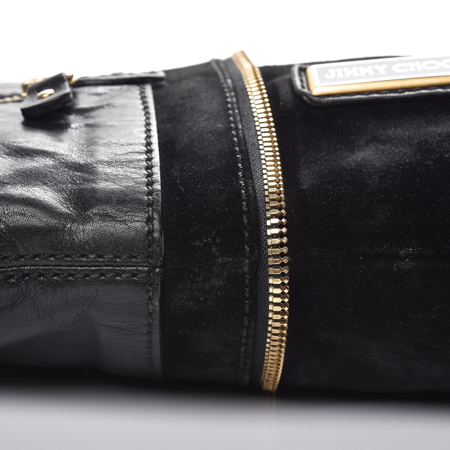 Jimmy Choo Calfskin Suede Mona Tote Black 9 of 11