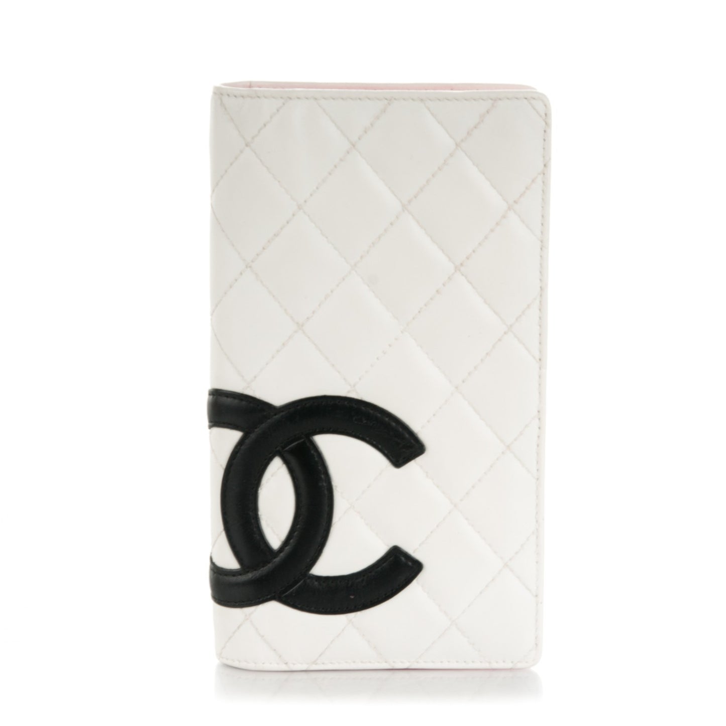 Calfskin Quilted Cambon Yen Wallet White Black