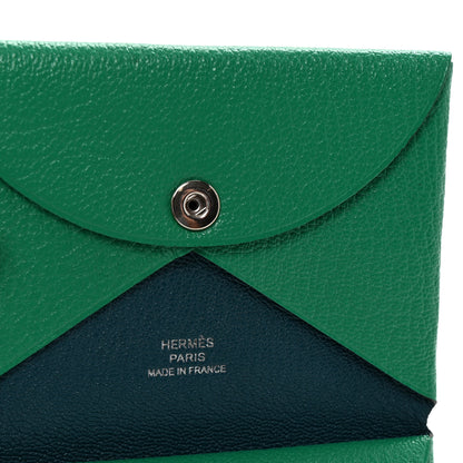 Hermes Chevre Mysore Verso Calvi Duo Card Case Menthe Vert Bosphore 6 of 8