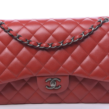 Chanel Caviar Quilted Jumbo Double Flap Red 10 of 11
