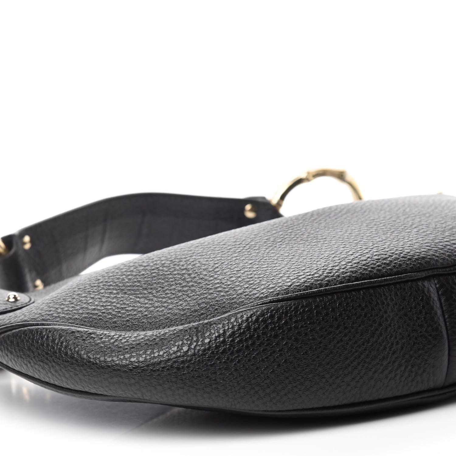 Gucci Calfskin Half Moon Bamboo Ring Hobo Black 6 of 10