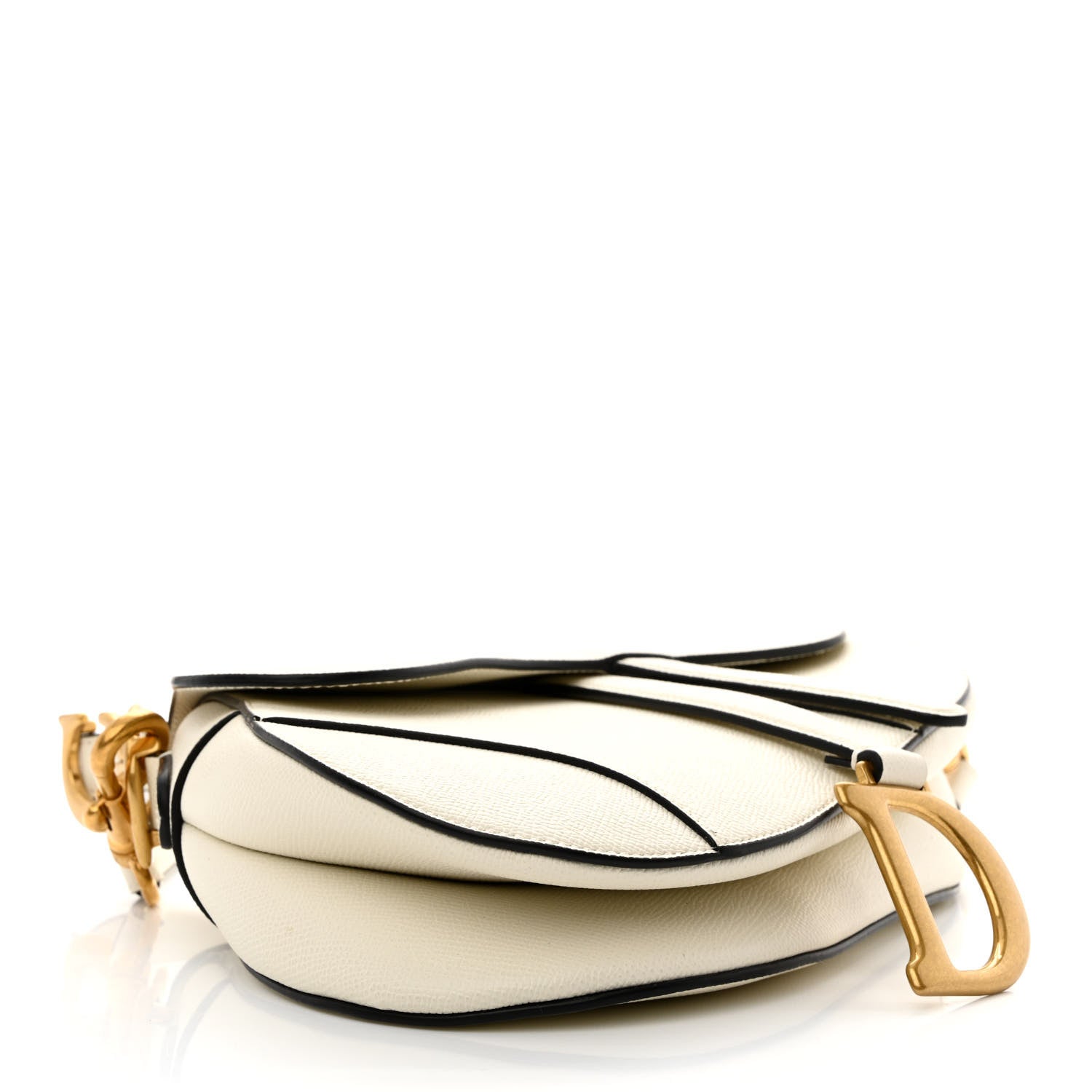 Christian Dior Grained Calfskin Saddle Bag With Strap Latte 4 of 11