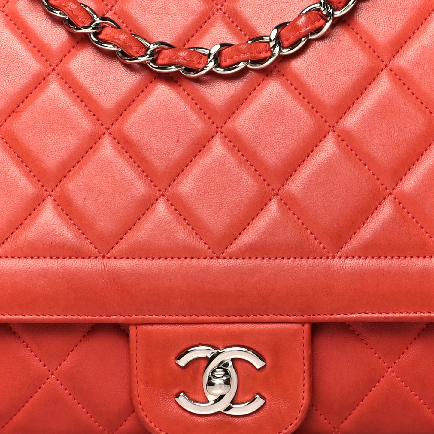 Lambskin Large Coco Rider Flap Coral
